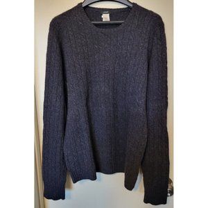 J Crew Merino Wool Pullover Sweater Women's L Black Long Sleeve Crew Neck Ribbed